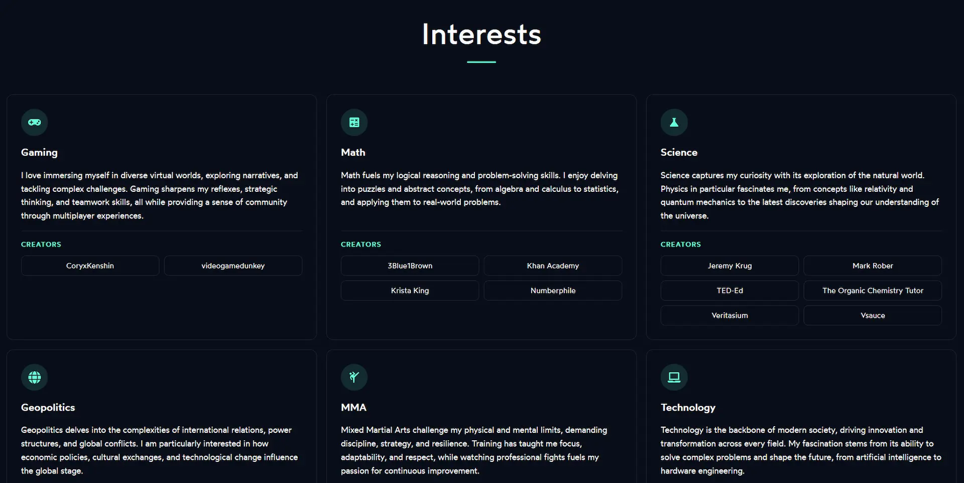Interests Section